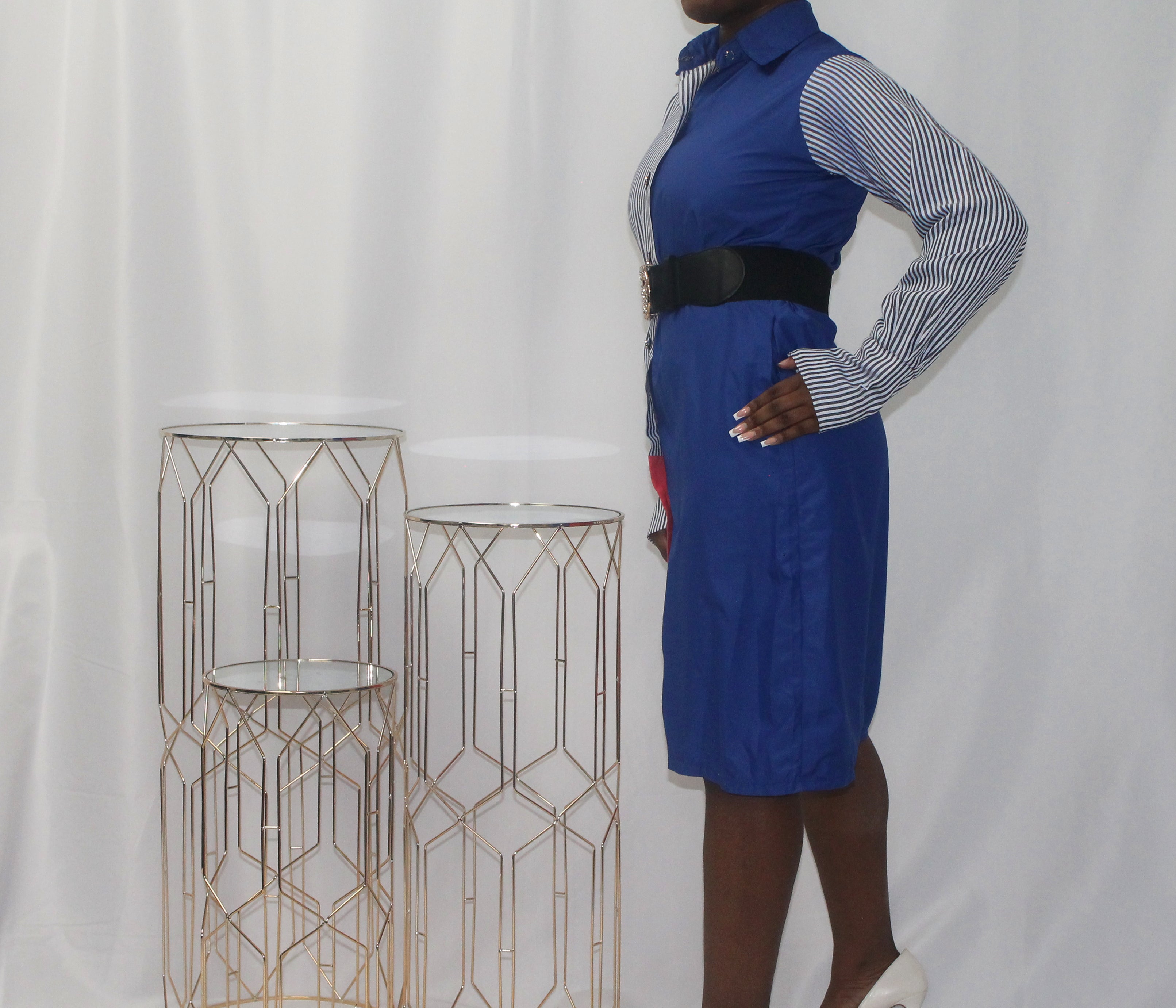 Nia Striped Midi Shirt Dress