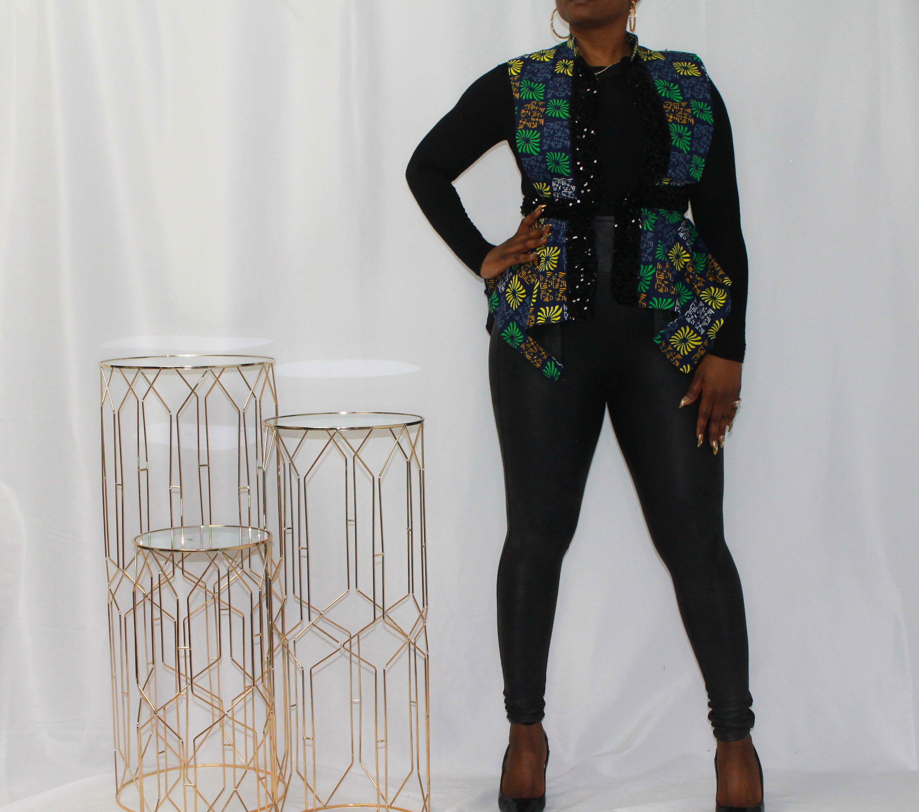 Blue and Green Ankara Printed Vest