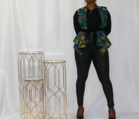 Blue and Green Ankara Printed Vest