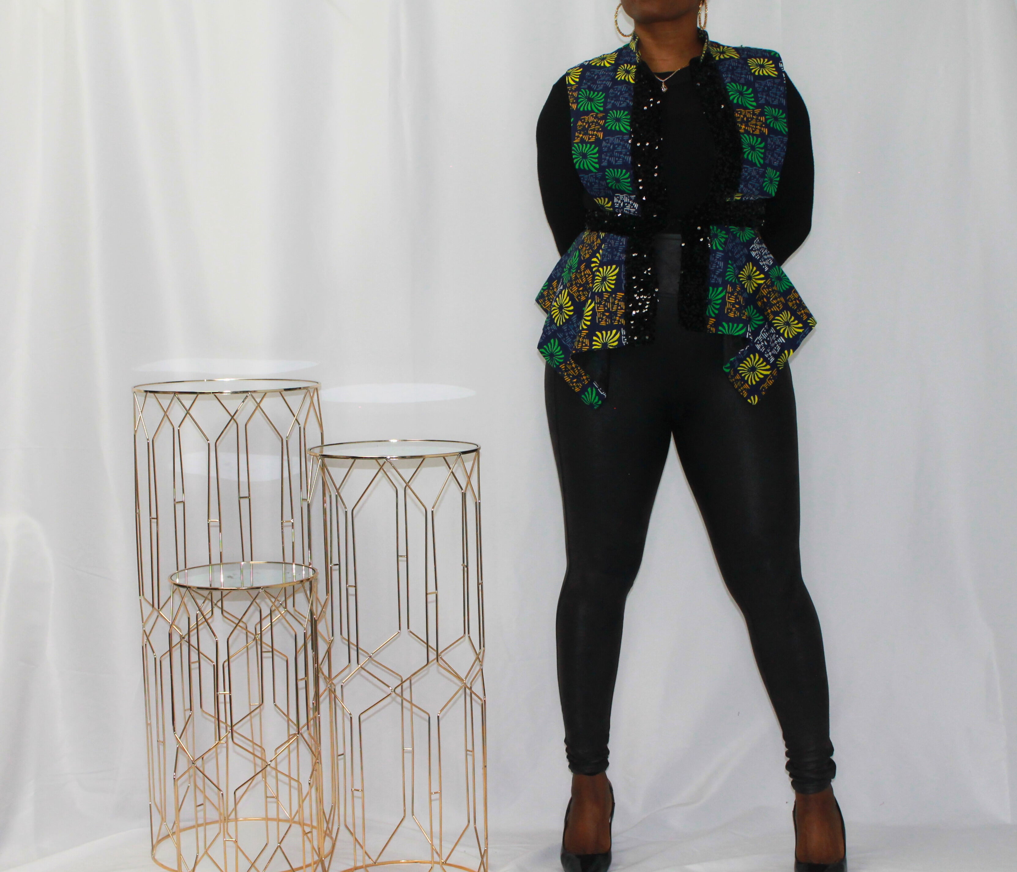 Blue and Green Ankara Printed Vest