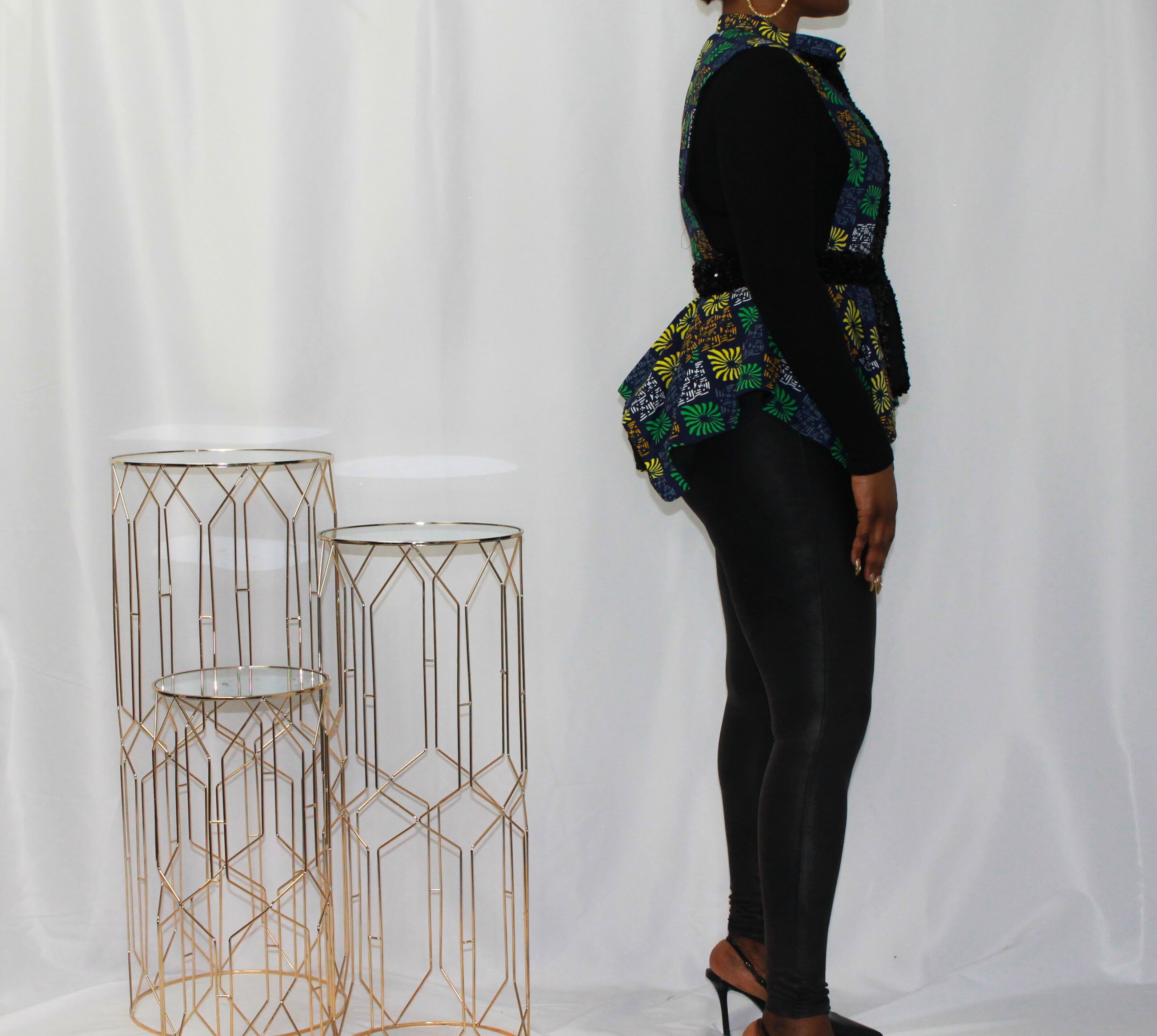 Blue and Green Ankara Printed Vest