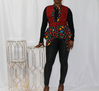 Red Ankara Printed Vest