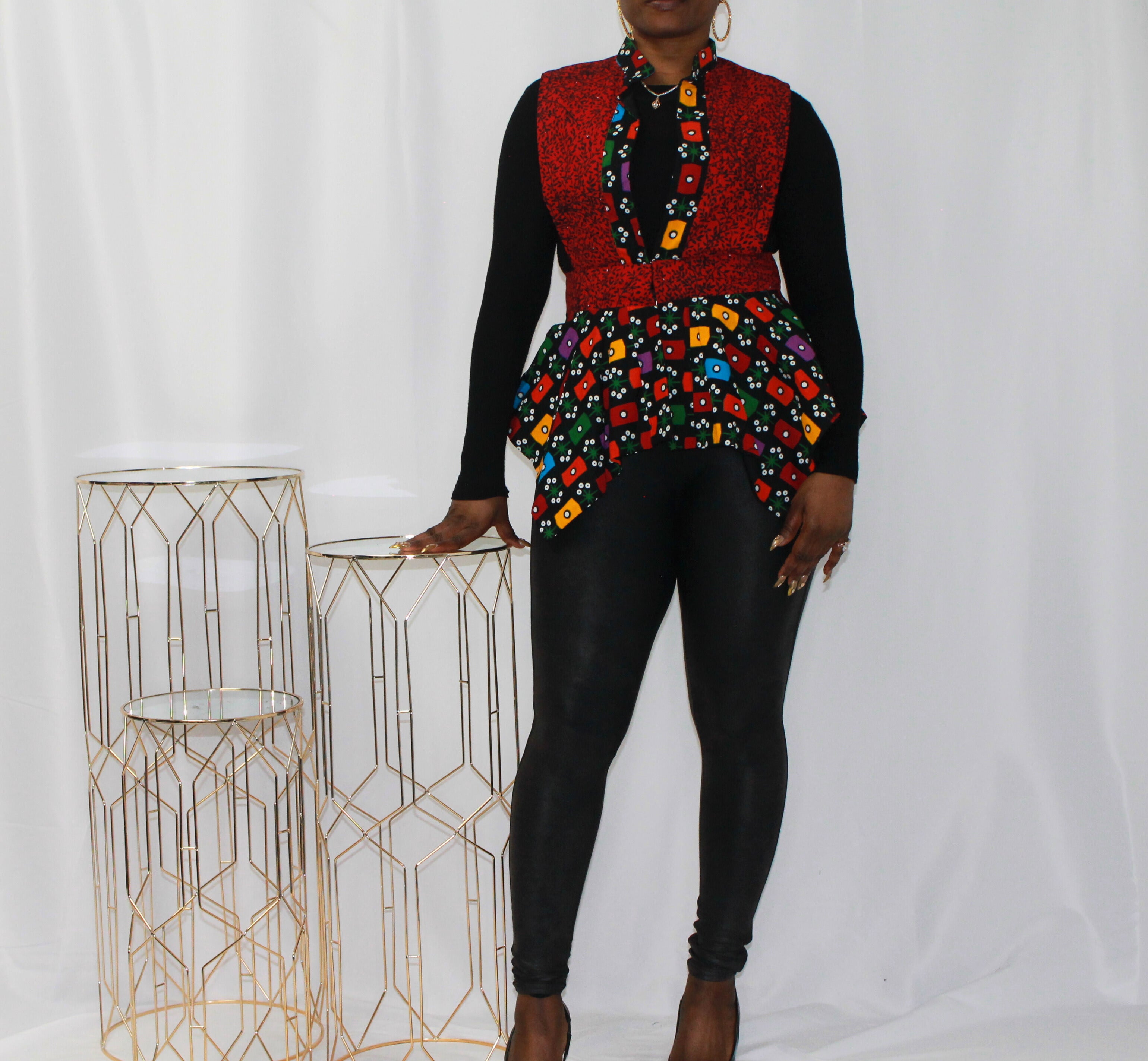 Red Ankara Printed Vest