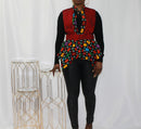 Red Ankara Printed Vest