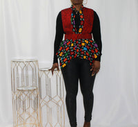 Red Ankara Printed Vest