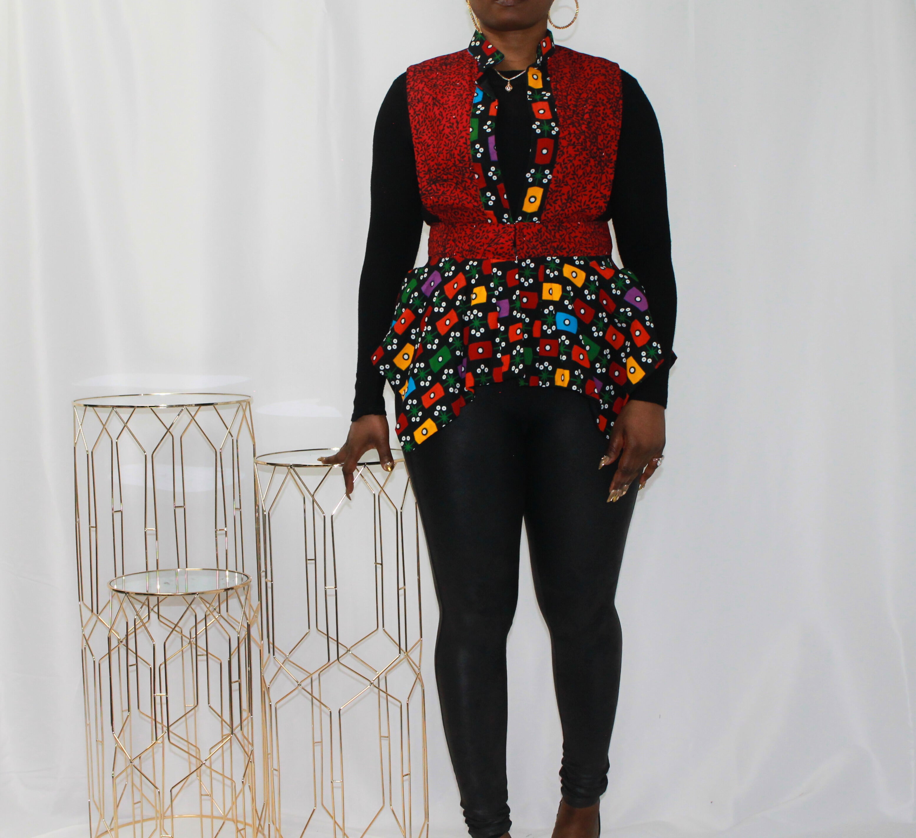 Red Ankara Printed Vest