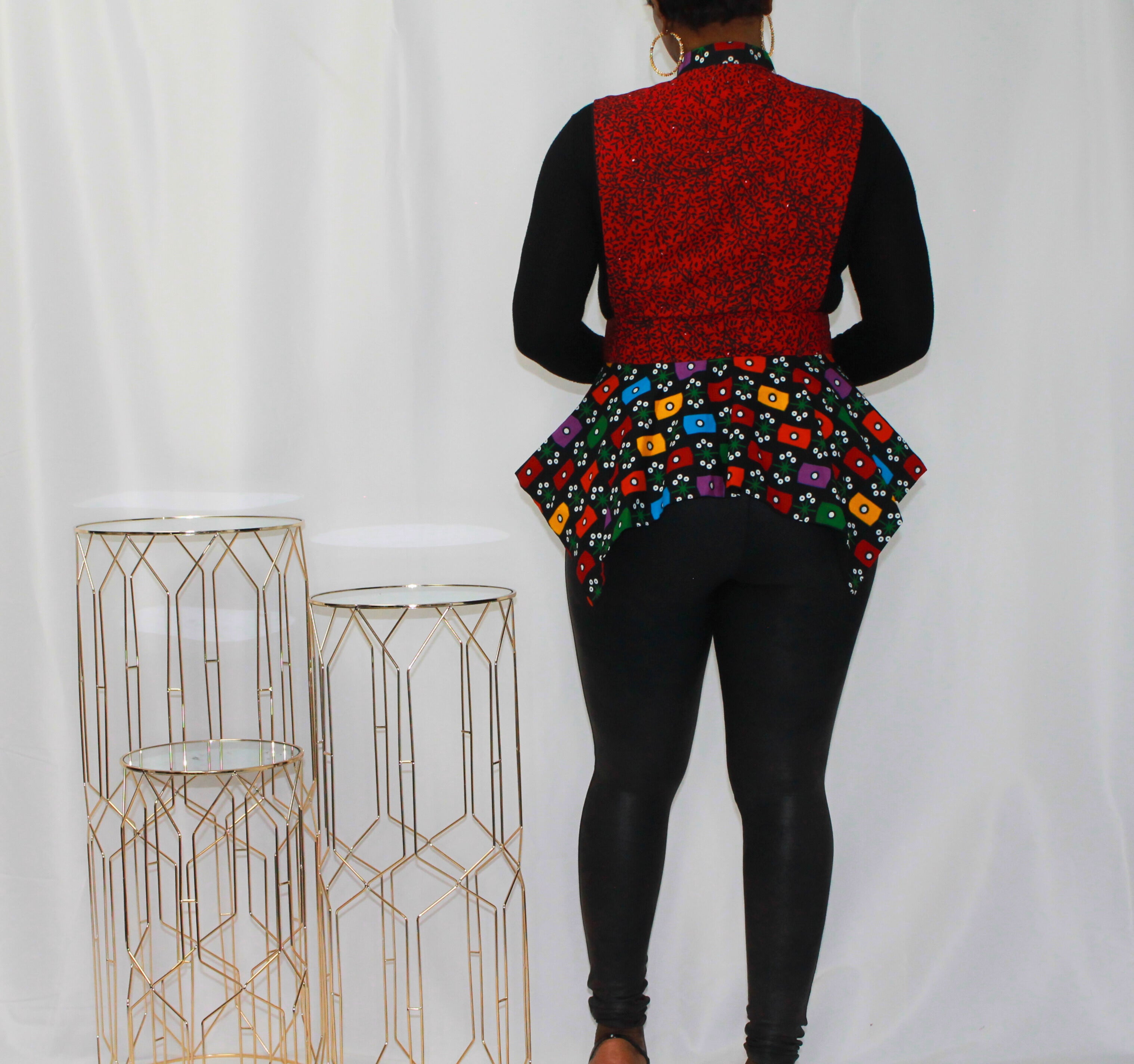 Red Ankara Printed Vest