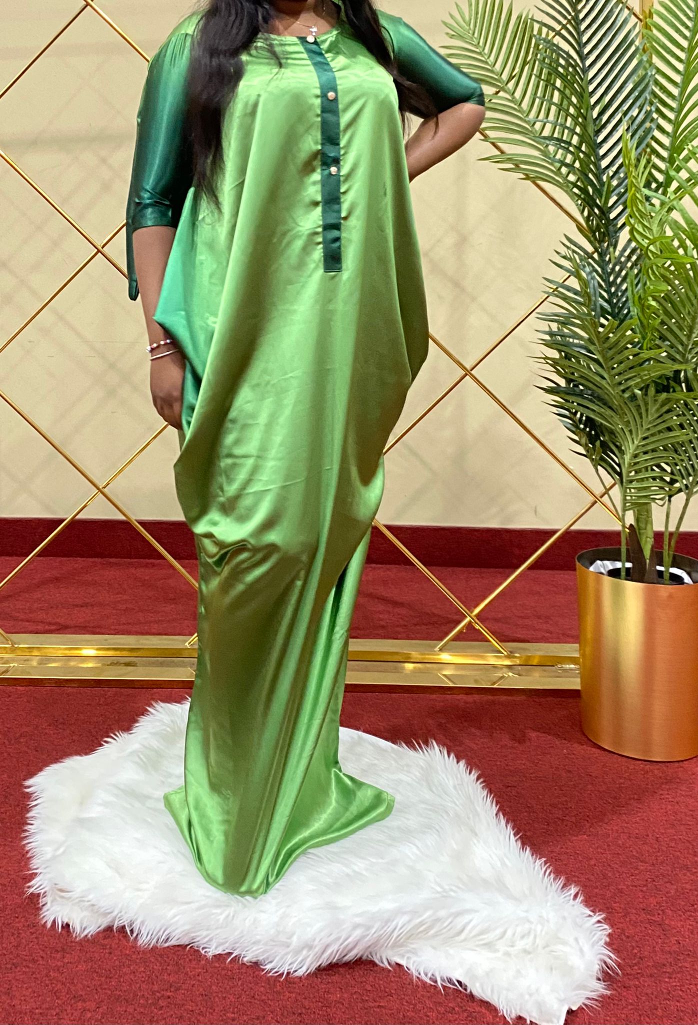 Emerald  Satin Maxi Dress