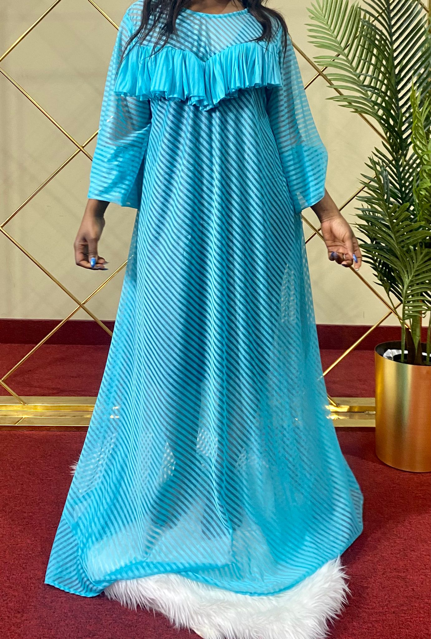 Ruffle Striped Maxi Dress