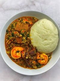 Seafood Okra with Pounded Yam